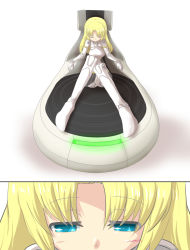 Rule 34 | 1girl, arnval, blonde hair, blue eyes, busou shinki, closed eyes, comic, commentary request, doll joints, goma (gomasamune), highres, joints, long hair, parted bangs, shadow, sitting, solo