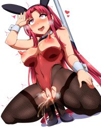 Rule 34 | 1girl, ahegao, animal ears, bad id, bad pixiv id, bare arms, bare shoulders, black pantyhose, blush, breasts, breasts out, cameltoe, censored, cleavage, clitoris, detached collar, detached sleeves, erect clitoris, fake animal ears, female ejaculation, fishnet thighhighs, fishnets, from below, heart, highleg, highleg leotard, highres, large breasts, leotard, long hair, magukappu, nipples, open mouth, original, pantyhose, playboy bunny, pole, pole dancing, pussy, rabbit ears, red eyes, red hair, saliva, smile, snot, snot trail, solo, squatting, strapless, strapless leotard, stripper, stripper pole, thighhighs, thighhighs over pantyhose, tongue, tongue out, torn clothes, torn legwear, trembling, very long hair