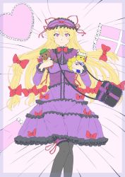 Rule 34 | 1girl, animalization, bag, bed, black pantyhose, blonde hair, bow, bridal garter, cat tail, chen, chen (cat), dress, earrings, fox tail, frilled dress, frilled pillow, frills, from above, gap (touhou), gothic lolita, groin, hair bow, hat, heart, heart-shaped pillow, highres, holding, jewelry, knees together feet apart, kyoukyan, lolita fashion, long hair, looking at viewer, lying, md5 mismatch, on back, pantyhose, pillow, pink eyes, resized, resolution mismatch, sleep mask, smile, solo focus, source larger, sweatdrop, tabard, tail, touhou, unfinished, yakumo ran, yakumo ran (fox), yakumo yukari