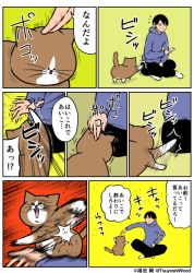 Rule 34 | 1boy, artist self-insert, black hair, cat, comic, commentary request, kounoike tsuyoshi, male focus, original, ponta (kounoike tsuyoshi), translation request