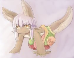 Rule 34 | 10s, artist request, brown eyes, rabbit, furry, made in abyss, nanachi (made in abyss), short hair, white hair