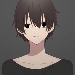 Rule 34 | 1boy, avatar generator, black eyes, brown hair, closed mouth, grey background, looking at viewer, male focus, non-web source, original, picrew, simple background, smile, solo, split mouth