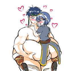Rule 34 | 2boys, anal, androgynous, ass, belt, blue eyes, blue hair, blush, boots, bottomless, fire emblem, hair ornament, headband, heart, held up, highres, hip focus, holding, huge ass, ike (fire emblem), male focus, male penetrated, marth (fire emblem), moaning, multiple boys, nintendo, open mouth, sex, short hair, simple background, sweat, thick thighs, thighs, trap, white background, wide hips, yaoi, yellow kirby