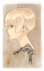 Rule 34 | blonde hair, cable, cyborg, frown, original, profile, serious, severed head, shimotsuki eight, short hair, solo