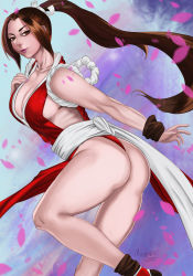 Rule 34 | 1girl, absurdres, ass, breasts, fatal fury, highres, large breasts, ponytail, shiranui mai, solo