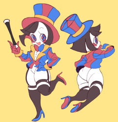 Rule 34 | 1girl, alternate costume, ass, flat ass, glitch productions, gloves, hat, high heels, highres, leotard, pomni (the amazing digital circus), short hair, the amazing digital circus, thick thighs, thighhighs, thighs, top hat, wide hips