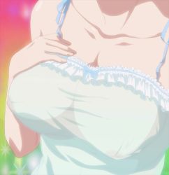 Rule 34 | 10s, 1girl, breasts, female focus, gradient background, highres, large breasts, misumi rin, nipples, okusama ga seito kaichou!, solo, stitched, third-party edit, upper body