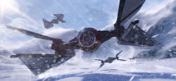 Rule 34 | blizzard, canopy, cockpit, epic, first order, fleet, flying, gus mendonca, helmet, highres, lens flare, looking at viewer, motion blur, pilot, realistic, redesign, science fiction, snow, spacecraft, star destroyer, star wars, star wars: the force awakens, starfighter, striped, tie fighter, tie interceptor, tie pilot, window