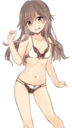 Rule 34 | 10s, 1girl, arashio (kancolle), bikini, black panties, blush, bra, breasts, brown bikini, brown eyes, brown hair, check commentary, collarbone, commentary request, hair between eyes, kantai collection, long hair, looking at viewer, nagami yuu, navel, open mouth, panties, simple background, sketch, small breasts, solo, swimsuit, underwear, underwear only, white background, white bikini, white bra