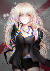 Rule 34 | 1girl, absurdres, alternate hairstyle, artoria pendragon (all), artoria pendragon (fate), blonde hair, fate/grand order, fate/stay night, fate (series), heaven&#039;s feel, highres, jewelry, lips, long hair, looking at viewer, necklace, official alternate costume, pinkuempire, saber alter, saber alter (ver. shinjuku 1999) (fate), shorts, type-moon, yellow eyes