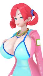 Rule 34 | 1girl, 3d, breasts, digimon, digimon story: cyber sleuth, highres, large breasts, looking at viewer, shiramine nokia, solo, tongue, tongue out, twintails
