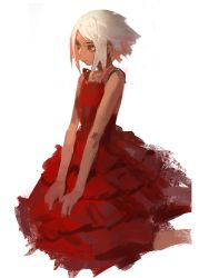 Rule 34 | 1girl, dress, nanbo ataru (attall), red dress, tagme, white background, white hair