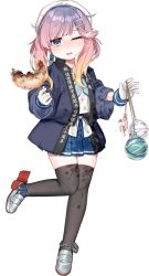 Rule 34 | 1girl, akasaka yuzu, aqua neckerchief, black thighhighs, blue sailor collar, blue skirt, cotton candy, food, full body, gloves, gradient hair, happi, hat, holding, holding food, japanese clothes, kantai collection, long hair, long sleeves, multicolored hair, neckerchief, official art, one eye closed, open mouth, pleated skirt, purple hair, sailor collar, sailor hat, school uniform, serafuku, sidelocks, skirt, solo, tears, thighhighs, transparent background, tsushima (kancolle), white gloves, white hat, yellow eyes