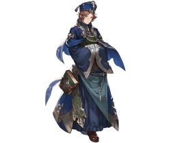 Rule 34 | 10s, 1boy, balthasar (granblue fantasy), blue eyes, book, brown hair, capelet, full body, glasses, granblue fantasy, hat, long sleeves, male focus, minaba hideo, official art, round eyewear, solo, transparent background