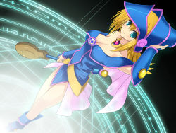 Rule 34 | 1girl, bare shoulders, blonde hair, blue eyes, boots, breasts, commentary request, dark magician girl, detached sleeves, duel monster, hat, large breasts, long hair, looking at viewer, magic circle, pentagram, pinky-snow, sakurai ronoyuki, smile, solo, wallpaper, yu-gi-oh!, yuu-gi-ou, yu-gi-oh! duel monsters