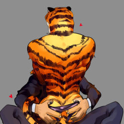 Rule 34 | 2boys, ass, formal, furry, furry male, groping, male focus, mayor lionheart, multiple boys, mushi shita, sitting, sitting on person, suit, tiger dancer (zootopia), yaoi, zootopia