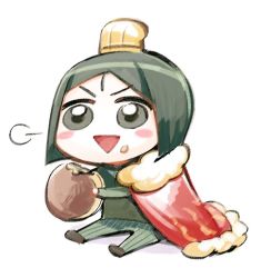 Rule 34 | 1boy, black hair, blush stickers, bob cut, cape, chibi, chinese clothes, dorayaki, fate/grand order, fate/zero, fate (series), food, food on face, grey eyes, guan hat, hat, riyo (lyomsnpmp) (style), short hair, simple background, sitting, smile, sweater, triangle mouth, wagashi, waver velvet, white background, ysdkknk