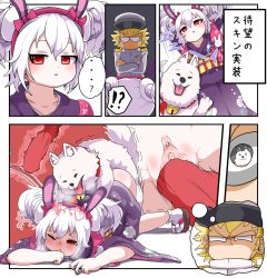 Rule 34 | 1girl, animal, animal ears, azur lane, bestiality, blonde hair, blush, breasts, collarbone, comic, commander (azur lane), commentary request, dcen, dog, doggystyle, glasses, hair between eyes, hairband, hakushin (user awhw8558), jacket, laffey (azur lane), laffey (snow rabbit and candy apple) (azur lane), long hair, penis, pleated skirt, rabbit ears, red eyes, sex, sex from behind, silver hair, skirt, speech bubble, thighhighs, third-party edit, translation request, twintails, uncensored, white thighhighs