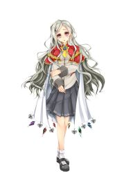 Rule 34 | bad id, bad pixiv id, cape, crystal, grey hair, long hair, original, serizawa mutsuki, skirt, solo, transparent background
