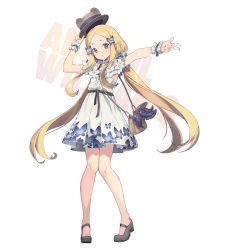 Rule 34 | 1girl, abigail williams (fate), alternate costume, animal ears, animal hat, animal print, arm up, bag, bear ears, bear hat, blonde hair, blue eyes, blush, braid, brown footwear, brown hat, butterfly hair ornament, butterfly print, character name, commentary, dress, fake animal ears, fate/grand order, fate (series), flower, forehead, full body, hair ornament, handbag, hat, hat tip, head tilt, holding, holding clothes, holding hat, long hair, low twintails, mary janes, nagu, parted bangs, parted lips, pleated dress, print dress, shoes, short dress, shoulder bag, sleeveless, sleeveless dress, solo, standing, symbol-only commentary, tentacles, text background, twintails, very long hair, w, white background, white dress, white flower, wrist cuffs