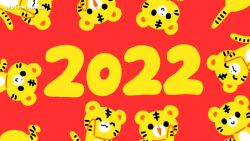 Rule 34 | 2022, :3, animal focus, animated, animated gif, arms up, blinking, chinese zodiac, happy, looking at viewer, looping animation, mai narushima, mixed-language commentary, no humans, open mouth, original, red background, signature, simple background, smile, tiger, year of the tiger