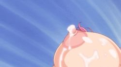 Rule 34 | 1girl, 3ping lovers! ippu nisai no sekai e youkoso, animated, animated gif, breasts, gigantic breasts, huge nipples, lactation, large areolae, nipples, pink hair, screencap, shiny skin