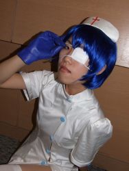 Rule 34 | cosplay, eyepatch, gloves, ikkitousen, nurse, photo (medium), ryomou shimei, ryomou shimei (cosplay), sakura marimo, thighhighs