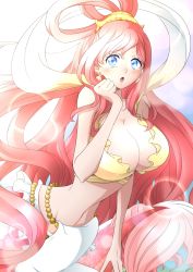 Rule 34 | 1girl, absurdres, breasts, breasts out, cleavage, highres, large breasts, long hair, one piece, pink hair, shirahoshi, smile, underboob