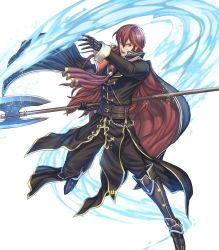 Rule 34 | 1boy, armor, armored boots, axe, boots, fire emblem, fire emblem: mystery of the emblem, fire emblem heroes, full body, gloves, highres, izuka daisuke, long hair, male focus, misheil (fire emblem), nintendo, official art, open mouth, red eyes, red hair, solo, teeth, transparent background, weapon