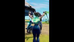 Rule 34 | 1girl, 3d, alternate costume, animated, artist name, asian, ass, ass focus, ass shake, blue background, blue bodysuit, bodysuit, capcom, chun-li, dancing, fortnite, from behind, huge ass, jiggle, jumping, leggings, lower body, official alternate costume, ryona, shiny clothes, simple background, skin tight, solo focus, sound, street fighter, street fighter zero (series), tagme, thigh gap, video, wide hips