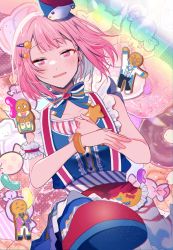 Rule 34 | candy, doughnut, food, gingerbread man, hair ornament, hairclip, highres, kamishiro rui, kusanagi nene, manami (aph-23), ootori emu, pink eyes, pink hair, pop in my heart!! (project sekai), project sekai, ribbon, short hair, smile, solo, sweets, tenma tsukasa, wonderlands x showtime (project sekai)