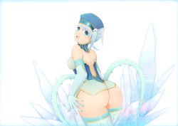 Rule 34 | 10s, 1girl, artist request, ass, blue eyes, blue hair, blue lips, blue rose (tiger &amp; bunny), highres, huge ass, poorly drawn, tiger &amp; bunny