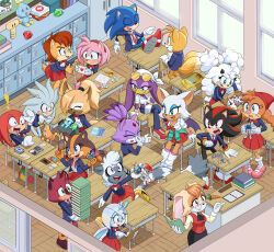 Rule 34 | amy rose, blaze the cat, book, box, card, carrot, chair, chao (sonic), chaos emerald, classroom, door, drawing, dstears art, everyone, furry, furry female, furry male, handheld game console, highres, knuckles the echidna, lanolin the sheep, protagonist (the murder of sonic the hedgehog), rouge the bat, sally acorn, school uniform, shadow the hedgehog, silver the hedgehog, sonic (series), sonic boom (series), sonic colors, sonic riders, sonic the hedgehog, sonic the hedgehog (archie comics), sonic the hedgehog (idw), sticks the badger, table, tails (sonic), tangle the lemur, the murder of sonic the hedgehog, toy, toy hammer, toy robot, vanilla the rabbit, wardrobe, wave the swallow, whisper the wolf, wisp (sonic), yacker the wisp