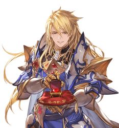 Rule 34 | 1boy, aglovale (granblue fantasy), armor, cushion, granblue fantasy, heart, incoming gift, long hair, male focus, minaba hideo, parted lips, pauldrons, pov, red eyes, ring box, shoulder armor, solo, transparent background, white day
