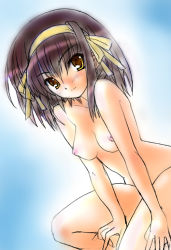 Rule 34 | 00s, breasts, brown hair, completely nude, masutaauu, nipples, nude, short hair, solo, suzumiya haruhi, suzumiya haruhi no yuuutsu