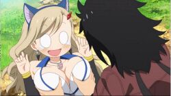 Rule 34 | 1boy, 1girl, animal ears, animated, animated gif, anime screenshot, blonde hair, bouncing breasts, breasts, cat ears, eden&#039;s zero, grabbing, grabbing another&#039;s breast, large breasts, looping animation, rebecca bluegarden, shiki granbell, third-party edit
