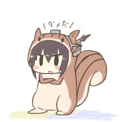 Rule 34 | 10s, 1girl, black hair, blush stickers, crossed arms, hairband, headgear, inishie, kantai collection, nagato (kancolle), open mouth, solo, squirrel, squirrel costume, tail