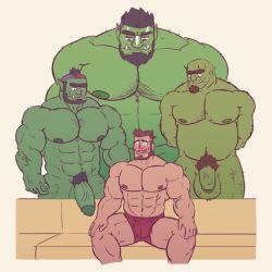 Rule 34 | 4boys, abs, arms behind back, bald, bara, beard, beefburner, belly, blush, bulge, colored skin, completely nude, couch, facepaint, facial hair, flaccid, full beard, giant, giant male, green skin, hairy, highres, imminent gangbang, interspecies, large pectorals, leaning forward, male focus, male pubic hair, male underwear, mature male, meme, mohawk, monster boy, multiple boys, muscular, muscular male, navel hair, nipples, nose piercing, nose ring, nude, on couch, orc, original, pectorals, pencil mustache, piercing, piper perri surrounded (meme), pointy ears, pubic hair, red male underwear, scar, scar across eye, short hair, sitting, size difference, smirk, solo focus, sparse arm hair, sparse chest hair, sparse leg hair, strongman waist, surrounded, thick beard, thick eyebrows, thighs, topless male, tusks, uncensored, underwear, yaoi