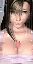 Rule 34 | 1990s (style), 1girl, 3d, animated, animated gif, between breasts, black hair, breasts, censored, cleavage, covered erect nipples, fighting cuties, final fantasy, final fantasy vii, large breasts, long hair, lowres, paizuri, paizuri under clothes, penis, shower, solo focus, tifa lockhart, underboob, wet