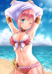 Rule 34 | 1girl, beach, blue eyes, breasts, hirokazu (analysis-depth), large breasts, pink hair, princess connect!, swimsuit, tagme, yui (princess connect!)