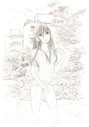 Rule 34 | 1girl, long hair, monochrome, original, sketch, solo, traditional media, yoshitomi akihito