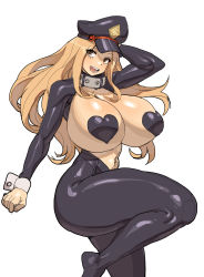 Rule 34 | 1girl, ass, blonde hair, boku no hero academia, breasts, choker, curvy, highres, huge breasts, lips, long hair, looking at viewer, maniacpaint, panties, pasties, simple background, sketch, solo, thick thighs, thighs, underwear, utsushimi kemii, white background, yellow eyes