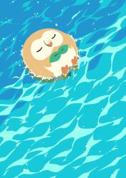 Rule 34 | absurdres, afloat, animal focus, bird, closed eyes, creatures (company), day, feathers, game freak, gen 7 pokemon, highres, lying, nintendo, no humans, ocean, on back, outdoors, owl, pokemon, pokemon (creature), rowlet, water, youko-shima