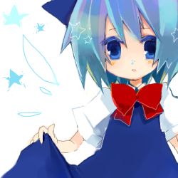 Rule 34 | 1girl, bow, cirno, colored eyelashes, embodiment of scarlet devil, female focus, lowres, rin (artist), rin (royal), solo, touhou