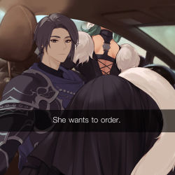 Rule 34 | 2girls, androgynous, armor, ass, back, bent over, black dress, black eyes, black hair, blurry, blurry background, car, car interior, car seat, cat tail, closed mouth, contemporary, dress, earrings, empty eyes, english text, expressionless, feathers, final fantasy, final fantasy xiv, grey hair, he wants to order (meme), highres, interior, jewelry, leaning over, looking at viewer, meme, miqo&#039;te, motor vehicle, multiple girls, pale skin, pannakotta, selfie, short hair, shoulder armor, snapchat, tail, tan, y&#039;shtola rhul, zero (ff14)