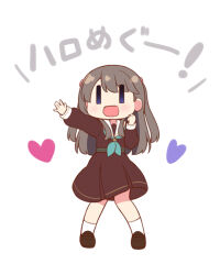 Rule 34 | 1girl, :d, aqua neckerchief, brown dress, brown footwear, brown hair, catchphrase, clenched hand, deformed, dress, fujishima megumi, full body, hand up, hashtag-only commentary, hasu no sora school uniform, heart, legs apart, link! like! love live!, loafers, long hair, long sleeves, love live!, medium dress, miyako hito, neckerchief, open hand, open mouth, outstretched arm, pleated dress, sailor collar, sailor dress, school uniform, shoes, simple background, smile, socks, solo, standing, two side up, virtual youtuber, white background, white sailor collar, white socks, winter uniform, | |