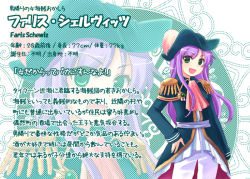 Rule 34 | 1990s (style), androgynous, character name, coat, faris scherwiz, final fantasy, final fantasy v, gender request, green eyes, hat, long hair, pirate, purple hair, retro artstyle, reverse trap, scarf, solo, translation request, udon (memai no kabe)