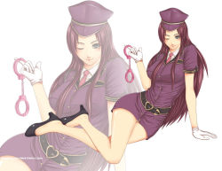 Rule 34 | 1girl, cuffs, diao chan, handcuffs, police, police uniform, shin sangoku musou, uniform