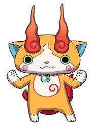 Rule 34 | 10s, :3, artist request, fiery tail, flat color, full body, highres, jibakoma, looking at viewer, no humans, official art, simple background, solo, standing, tail, traditional youkai, white background, youkai watch, youkai watch 2