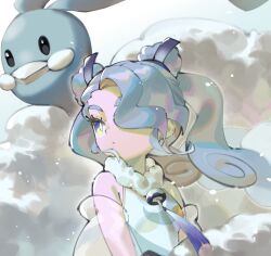 Rule 34 | 1girl, absurdres, altaria, barefoot, black ribbon, blue hair, breasts, closed mouth, creatures (company), eyelashes, flying miku (project voltage), fur collar, game freak, gen 3 pokemon, hair over one eye, hair ribbon, hatsune miku, highres, long hair, nintendo, pokemon, pokemon (creature), project voltage, ribbon, see-through, see-through sleeves, simple background, sleeveless, small breasts, tassel, twintails, upper body, vocaloid, yu1 na12